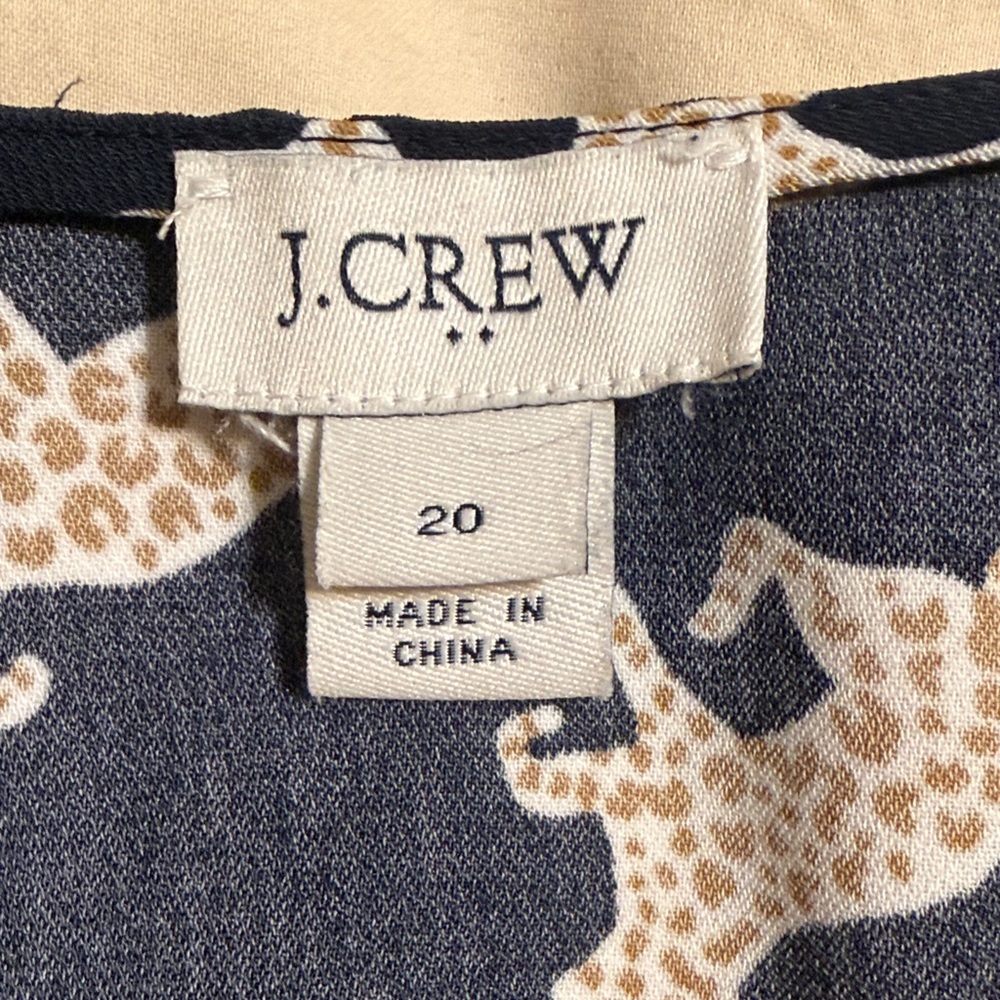 J.Crew Navy and Cream Cheetah Print  Wrap Dress sz 20